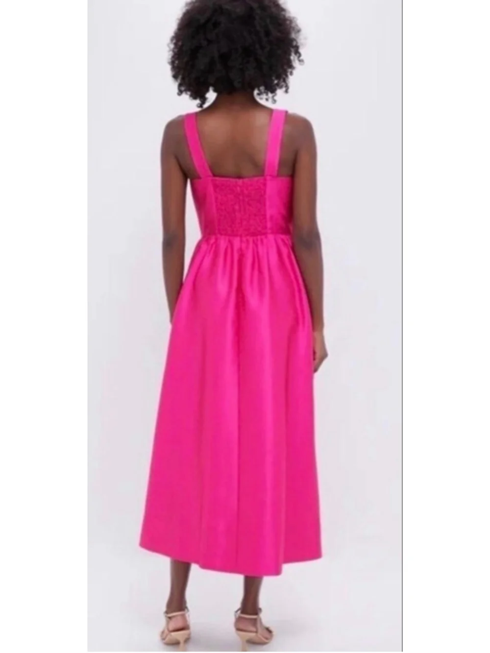 NWT Tuckernuck Dupioni Esme Midi Dress in Pink, Size L Sold Out! - Picture 2 of 5